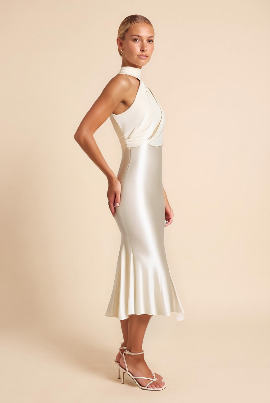Pearl scarf detail midaxi dress, side view