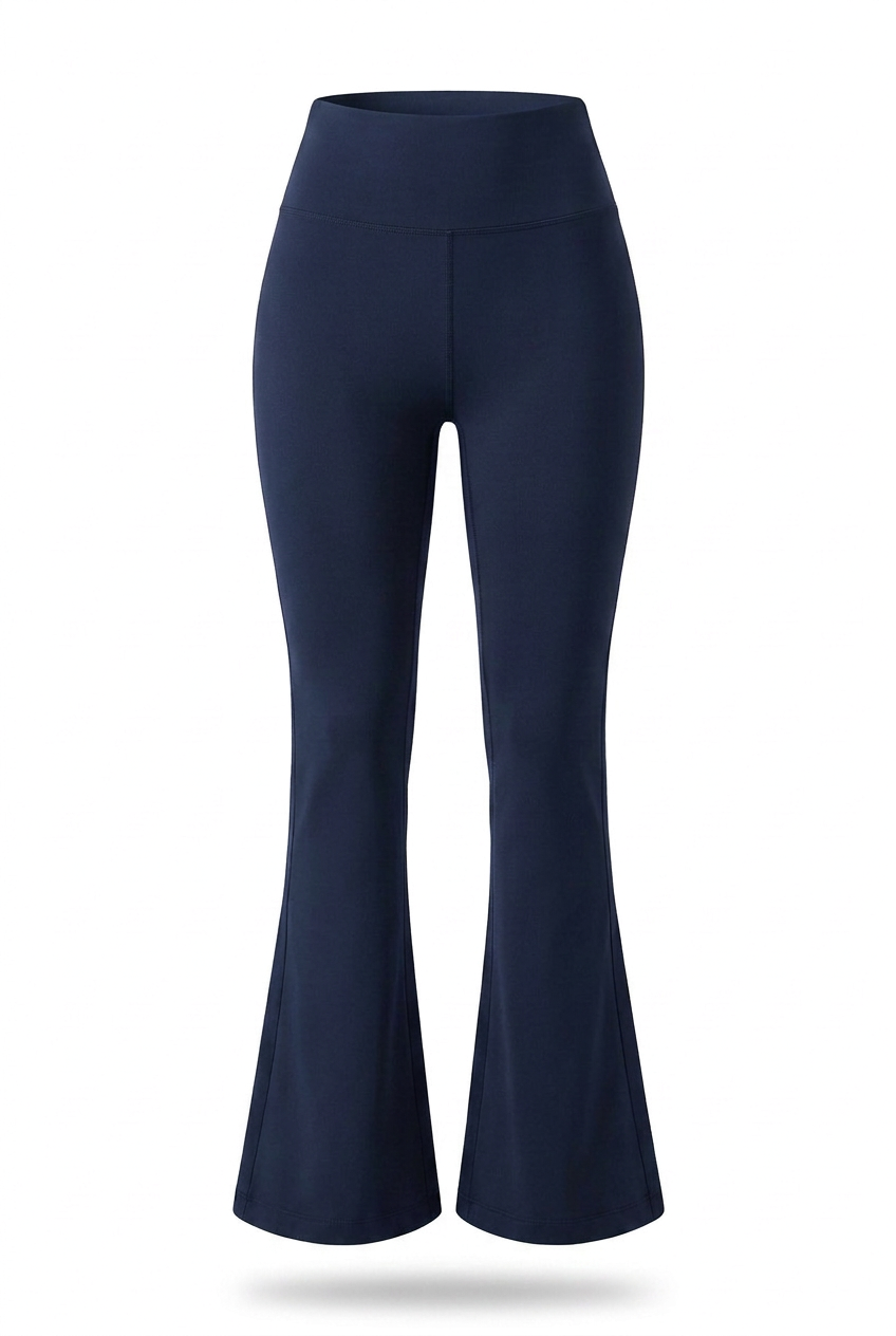 Kovelle high waist flare leggings in navy, flat product view