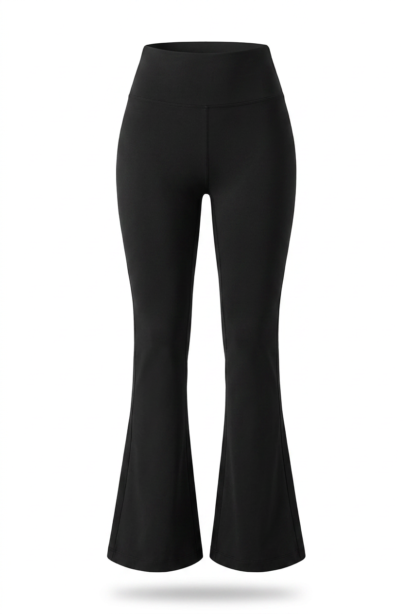 Kovelle high waist flare leggings in black, flat product view