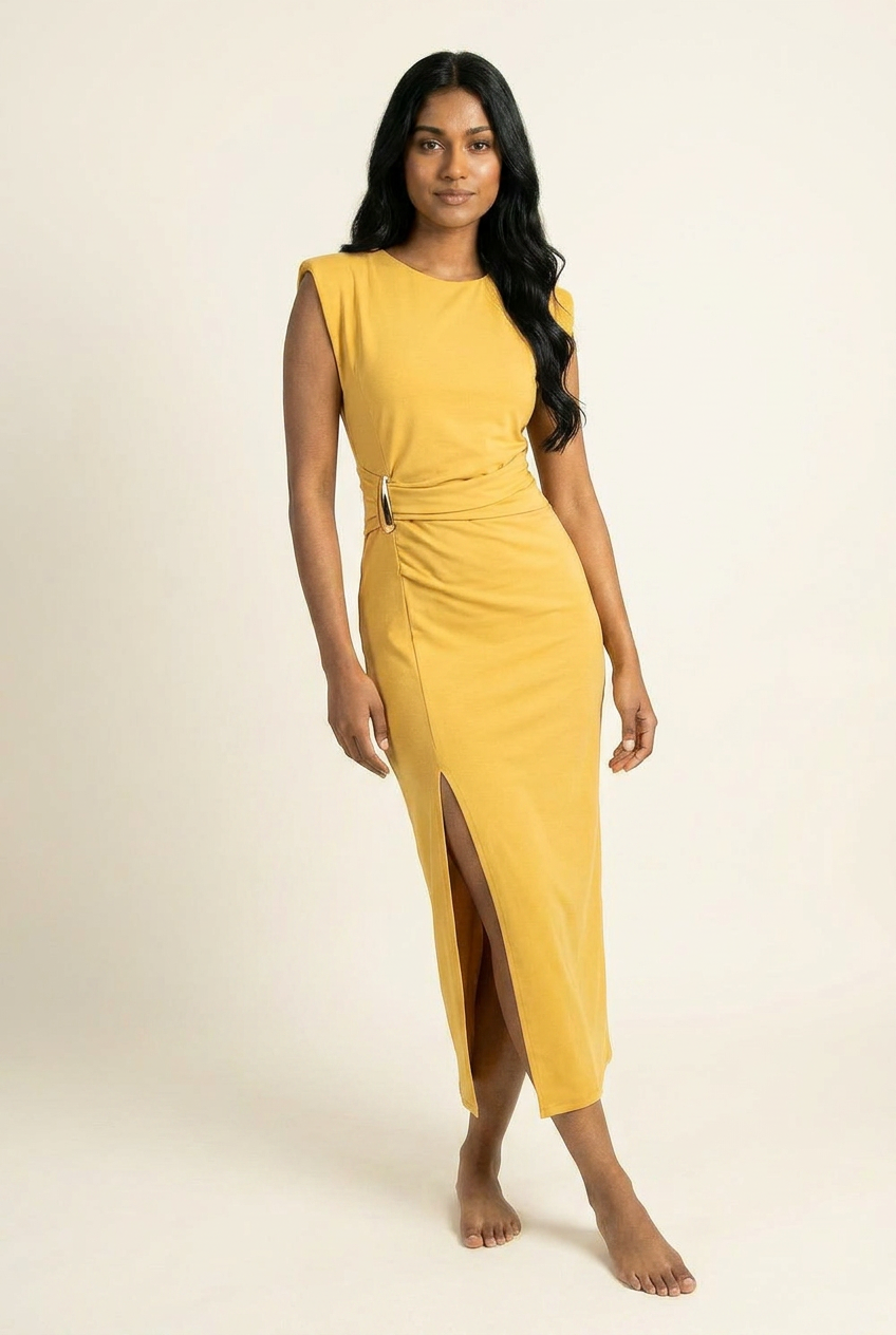The After-Hours Bloom Slit Midi Dress