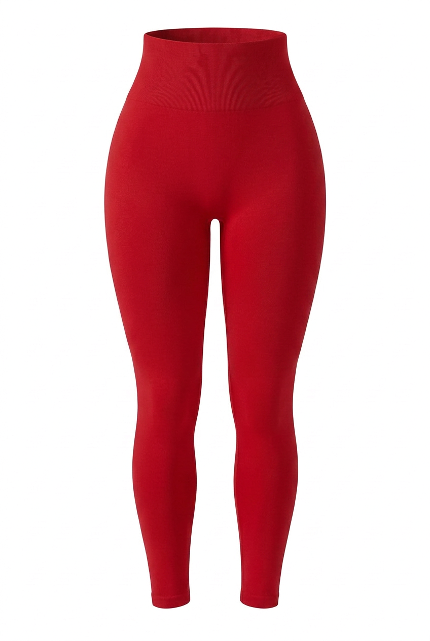 Kovelle sculpt seamless leggings in red, front flat product view