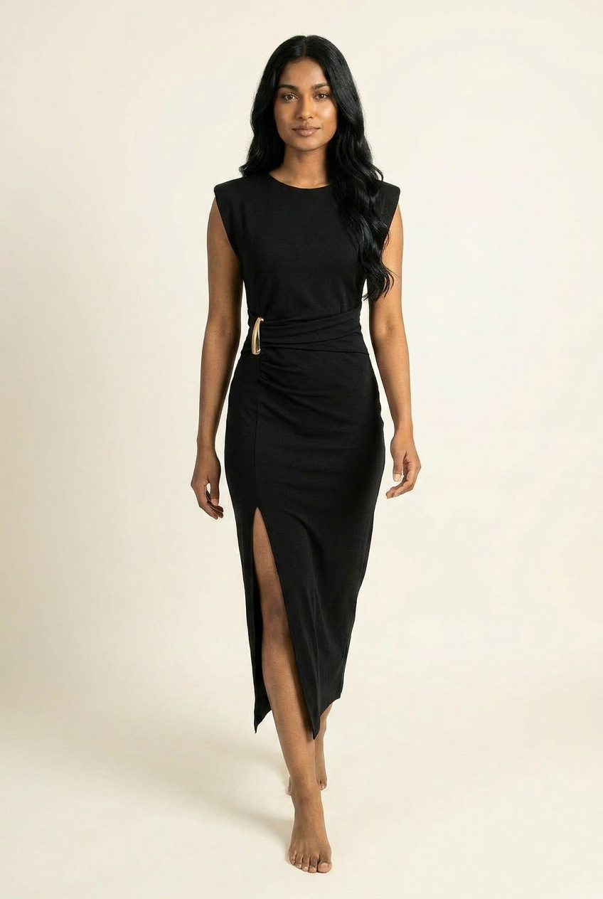 The After-Hours Bloom Slit Midi Dress